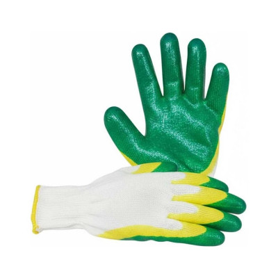 Рабочие перчатки ВОЛГА ПОЛИМЕР, латексный облив, зеленый, 10 пар 13 класс Т1735