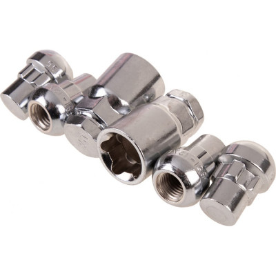 SKYWAY Гайки секретки M12x1,50 32мм Сфера закр 5 луч 2 кл хром 003 ( 4шт) S10702003