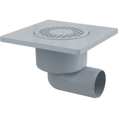Alca Plast Сливной трап 150?150/50 мм боковой сток, решетка серая, гидрозатвор мокрый APV3