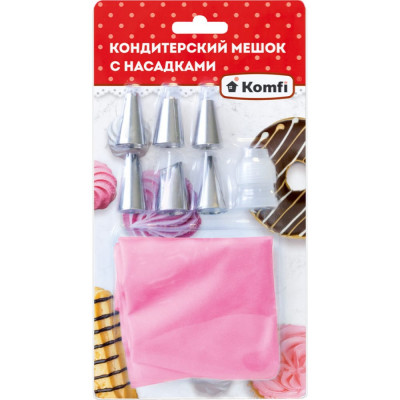 Komfi Кондитерский мешок многоразовый с насадками, ТПУ, 45 см, 1 мешок+6 насадок/уп., 15 шт. 122633