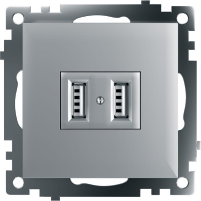 STEKKER Розетка USB 2-местная (механизм), GLS10-7115-03, 250B, 2,4А, серия Катрин, серебро 39588