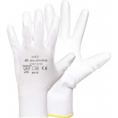 S. GLOVES Перчатки нейлоновые с полиур.покр.KREZ белые 07 размер 31613-07