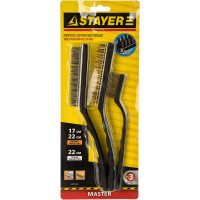 Стальные щетки STAYER MASTER с пластмассовой ручкой, в наборе 3шт 3515-H3