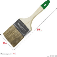 Плоская кисть STAYER LASUR смешанная щетина, деревянная ручка, для высокотекучих ЛКМ, 63мм, 2.5" 01031-63