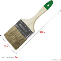 Плоская кисть STAYER LASUR смешанная щетина, деревянная ручка, для высокотекучих ЛКМ, 75мм, 3" 01031-75