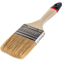 Плоская кисть STAYER UNIVERSAL-EURO светлая натуральная щетина, деревянная ручка, 63мм, 2,5" 0102-063