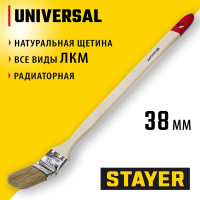 Радиаторная кисть STAYER UNIVERSAL светлая натуральная щетина, деревянная ручка, 38 мм, 1.5" 0111-38