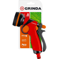 Пистолет-распылитель Grinda пластиковый, 8-ми позиционный, покрытие TPR 8-427183_z01