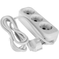 Трехместный сетевой удлинитель с заземлением LUX У3-Е, 2м, 4606400414636