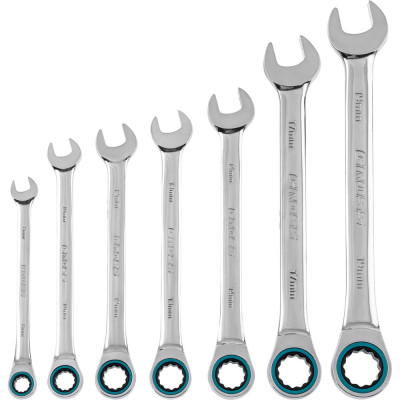 Набор комбинированных ключей с трещоткой 8-19 мм GROSS 14890