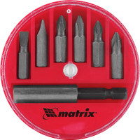 Набор бит и магнитный адаптер (7 предметов) в пластиковом закрытом боксе MATRIX 11392