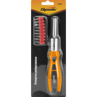 Реверсивная отвертка с набором бит 9 шт SPARTA CrV 115455