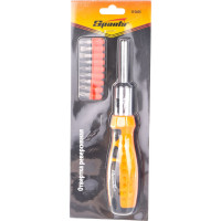 Реверсивная отвертка с набором бит 9 шт SPARTA CrV 115455