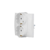 Двойная розетка с заземлением, белая Simon 1590459-030