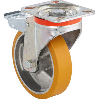Колесо с вращающейся опорой, пластиной крепления и передним тормозом (100 мм; 250 кг) Tellure rota 656602