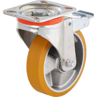 Колесо с вращающейся опорой, пластиной крепления и передним тормозом (100 мм; 250 кг) Tellure rota 656602