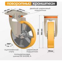 Колесо с вращающейся опорой и пластиной крепления (100 мм; 250 кг) Tellure rota 657602