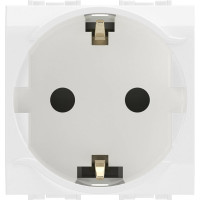 Двухмодульная электрическая розетка с заземлением и шторками, белая, DKC 76482B