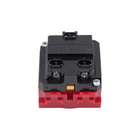 Двухмодульная электрическая розетка с заземлением и шторками, красная, DKC 76482R