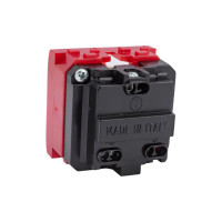 Двухмодульная электрическая розетка с заземлением и шторками, красная, DKC 76482R