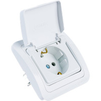 Розетка с крышкой, белая Makel Mimoza 12029