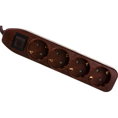Сетевой удлинитель с выключателем, с заземлением и с защитой от детей, темное дерево Electraline 62062