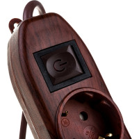 Сетевой удлинитель с выключателем, с заземлением и с защитой от детей, темное дерево Electraline 62062