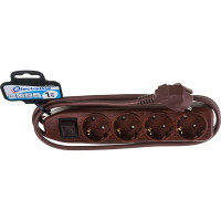 Сетевой удлинитель с выключателем, с заземлением и с защитой от детей, темное дерево Electraline 62062