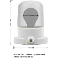 Настенно-потолочный светильник TDM ELECTRIC НПБ400, для сауны, белый, SQ0303-0048