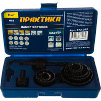 Набор HCS коронок (8 шт; 19,22,25,29,38,44,51,64 мм + 2 адаптера) ПРАКТИКА 773-262