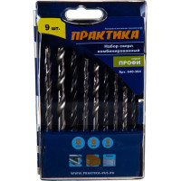 Набор сверл комбинированный Профи по металлу/бетону/дереву (9 шт) ПРАКТИКА 640-384