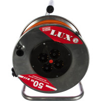 Силовой удлинитель на металлической катушке LUX 40150 К4-Е-50 50м 4 розетки с з/к 4606400419433