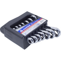 Набор комбинированных трещоточных укороченных ключей 10-19мм, 7шт МАСТАК 0215-07H