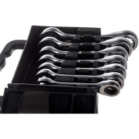 Набор комбинированных трещоточных укороченных ключей 10-19мм, 7шт МАСТАК 0215-07H