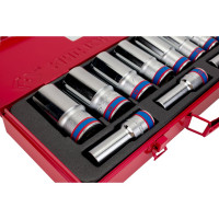 Набор глубоких двенадцатигранных торцевых головок 1/2", 10-32мм, 15шт KING TONY 4215MR