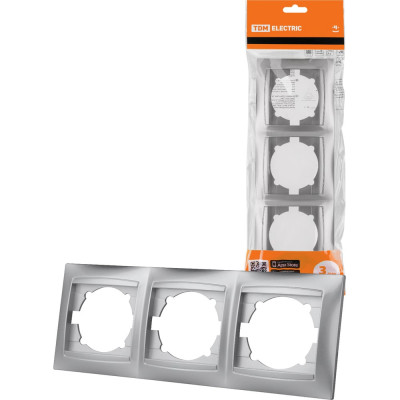 Рамка 3-х постовая горизонтальная TDM ELECTRIC серебристый металлик, серия "Лама" SQ1815-0231