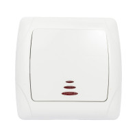 Одноклавишный выключатель TDM ELECTRIC с подсветкой, белый Онега SQ1805-0004