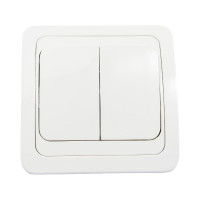 Двухклавишный выключатель TDM ELECTRIC 10А белый Валдай SQ1804-0002