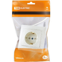 Розетка с защитными шторками, белая 2П+З 16А 250В TDM ELECTRIC Таймыр SQ1814-0016