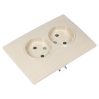Двойная розетка с защитными шторками, слоновая кость 2П 10А 250В TDM ELECTRIC Таймыр SQ1814-0117