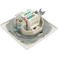 Телефонная розетка RJ11 + компьютерная RJ45, белая TDM ELECTRIC Таймыр SQ1814-0023