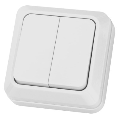 Выключатель TDM ELECTRIC 2-кл. открытой установки IP20 10А, белый серия "Ладога" SQ1801-0003