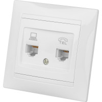 Розетка телефонная RJ11 + компьютерная RJ45, белая TDM ELECTRIC Лама SQ1815-0019
