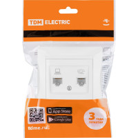 Розетка телефонная RJ11 + компьютерная RJ45, белая TDM ELECTRIC Лама SQ1815-0019
