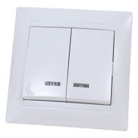 Двухклавишный выключатель TDM ELECTRIC с подсветкой, белый Лама SQ1815-0005