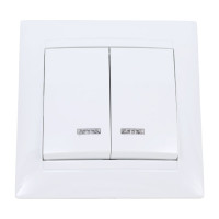 Двухклавишный выключатель TDM ELECTRIC с подсветкой, белый Лама SQ1815-0005