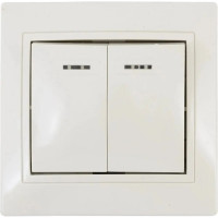 Двухклавишный выключатель TDM ELECTRIC с подсветкой, слоновая кость Таймыр SQ1814-0105