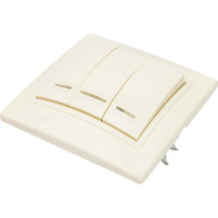 Трехклавишный выключатель TDM ELECTRIC с подсветкой, слоновая кость Таймыр SQ1814-0106