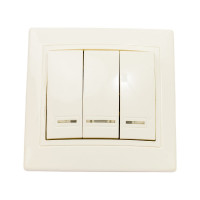 Трехклавишный выключатель TDM ELECTRIC с подсветкой, слоновая кость Таймыр SQ1814-0106