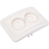 Розетка двойная слоновая кость, с защитными шторками 10А серия "Валдай" TDM ELECTRIC SQ1804-0125